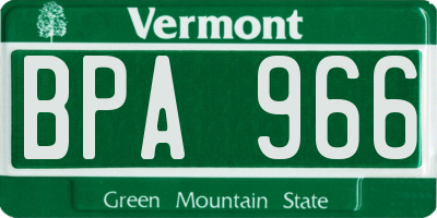 VT license plate BPA966