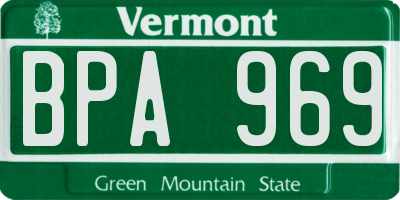 VT license plate BPA969