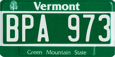 VT license plate BPA973