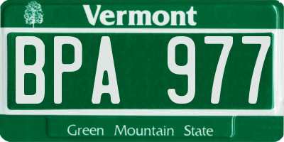 VT license plate BPA977