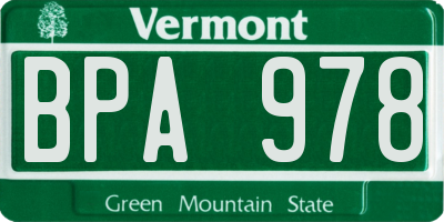 VT license plate BPA978