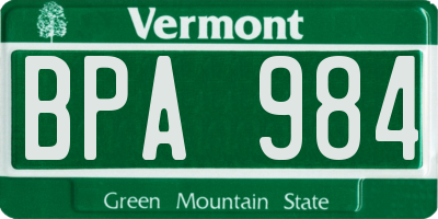 VT license plate BPA984