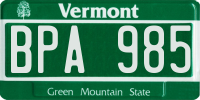 VT license plate BPA985