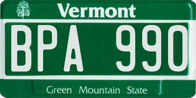VT license plate BPA990
