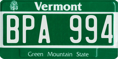 VT license plate BPA994