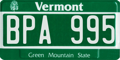 VT license plate BPA995