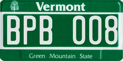 VT license plate BPB008