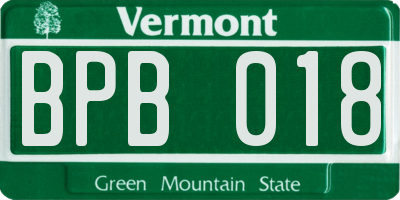 VT license plate BPB018