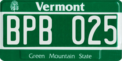 VT license plate BPB025