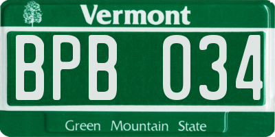 VT license plate BPB034