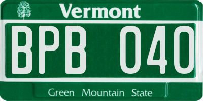 VT license plate BPB040