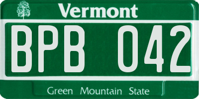 VT license plate BPB042