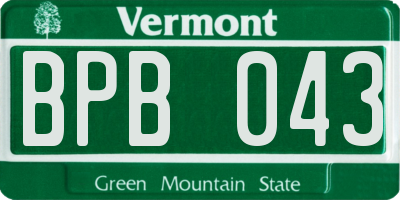 VT license plate BPB043