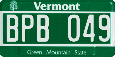 VT license plate BPB049