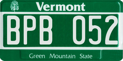 VT license plate BPB052
