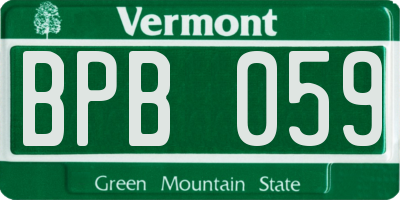 VT license plate BPB059