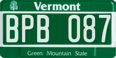 VT license plate BPB087