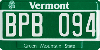 VT license plate BPB094