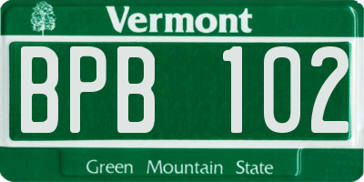 VT license plate BPB102