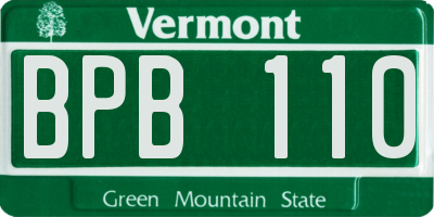 VT license plate BPB110