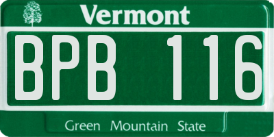 VT license plate BPB116
