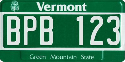 VT license plate BPB123