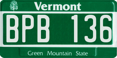 VT license plate BPB136