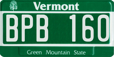 VT license plate BPB160