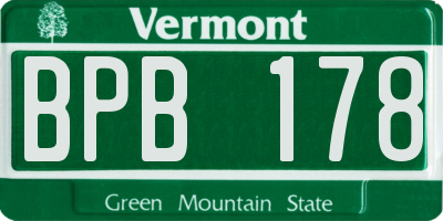 VT license plate BPB178