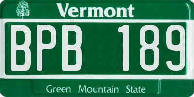 VT license plate BPB189