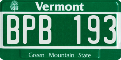 VT license plate BPB193