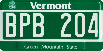 VT license plate BPB204
