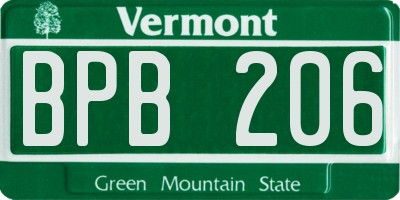 VT license plate BPB206