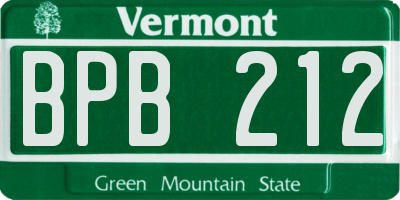 VT license plate BPB212