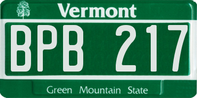 VT license plate BPB217