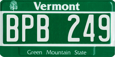 VT license plate BPB249