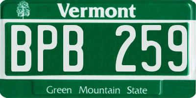 VT license plate BPB259