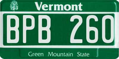 VT license plate BPB260