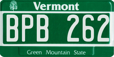 VT license plate BPB262