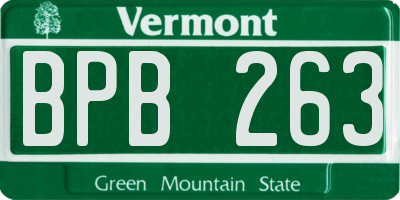 VT license plate BPB263