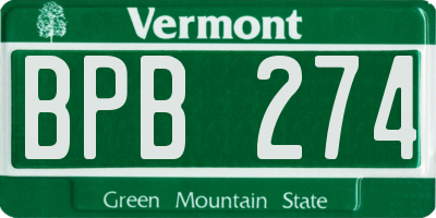VT license plate BPB274