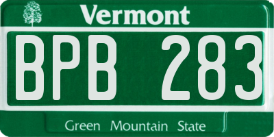 VT license plate BPB283