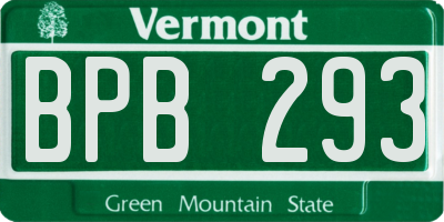 VT license plate BPB293