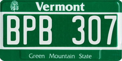 VT license plate BPB307