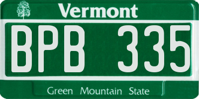 VT license plate BPB335