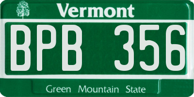 VT license plate BPB356