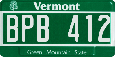 VT license plate BPB412