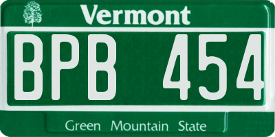 VT license plate BPB454
