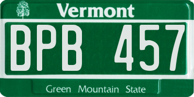 VT license plate BPB457