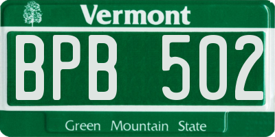 VT license plate BPB502